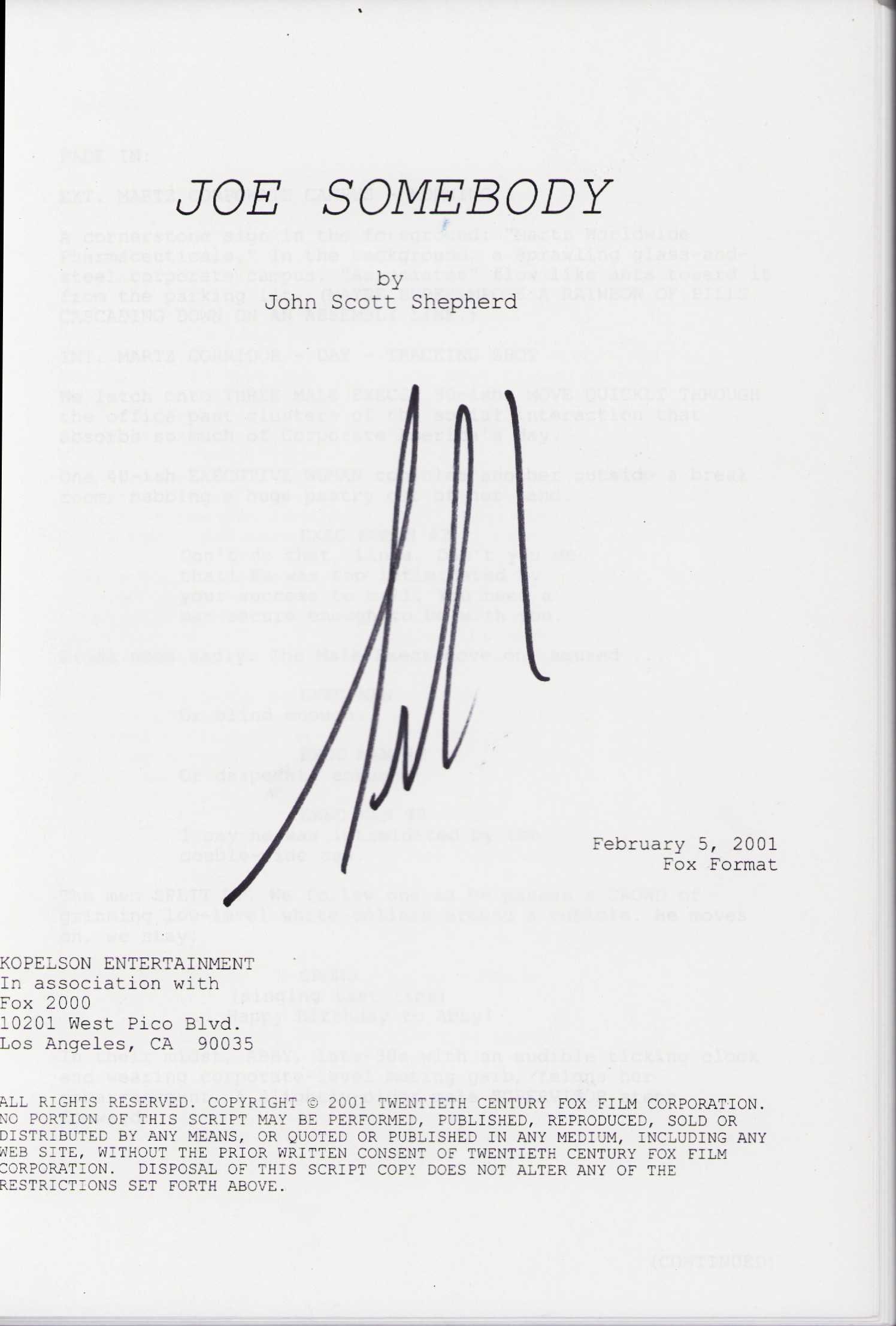 Joe Somebody script signed (1 of 1)