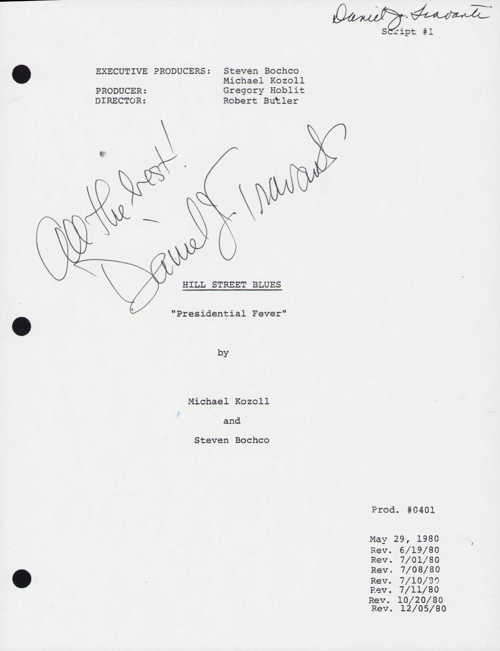 Hill Street Blues owned signed script (1 of 1)