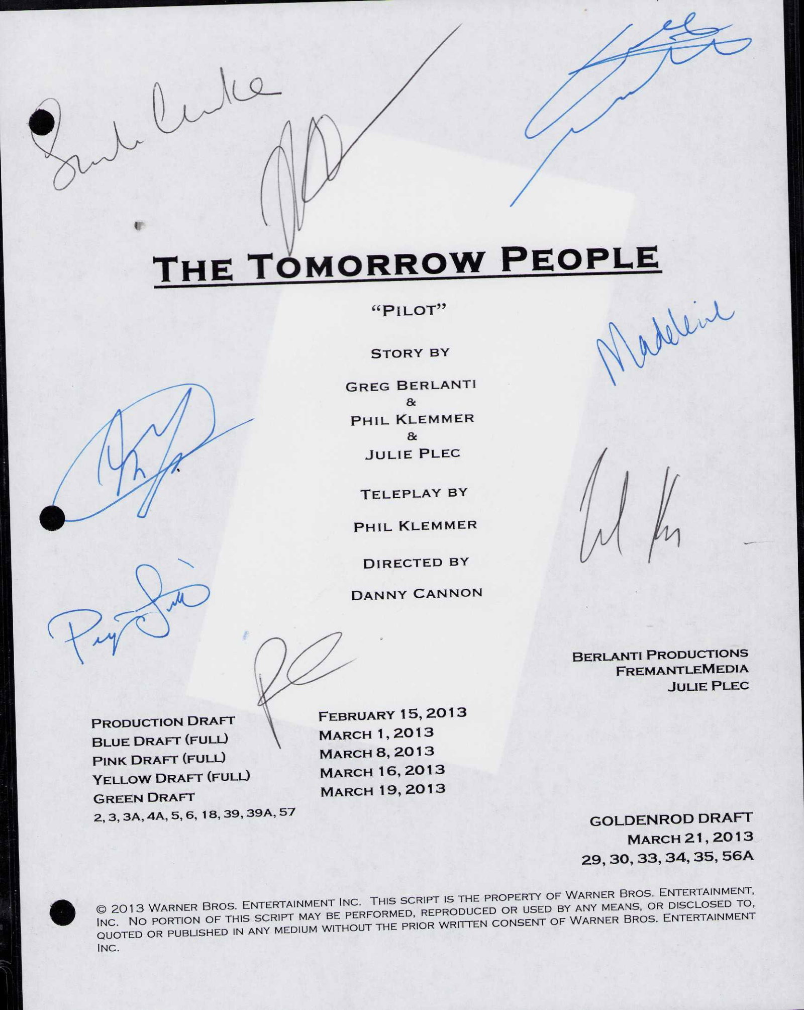 Tommorrow People cast signed script (1 of 1)
