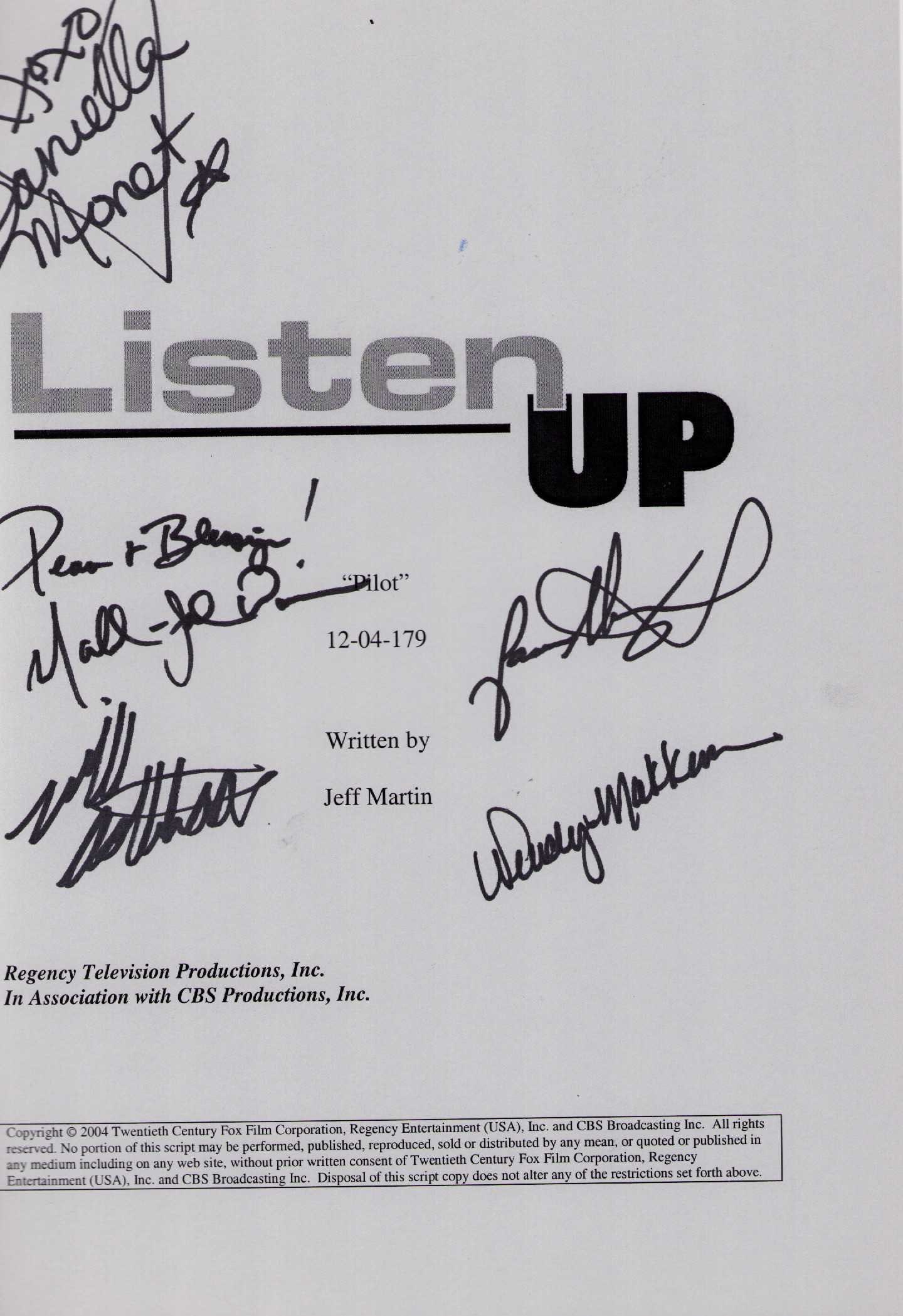 Listen Up cast signed script (1 of 1)
