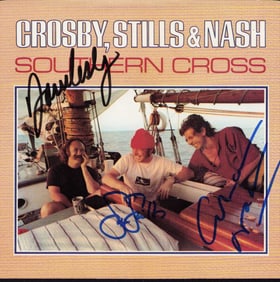 Crosby Stills and Nash signed 45 record sleeve