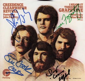 Credence Clearwater RARE signed 45 record sleeve