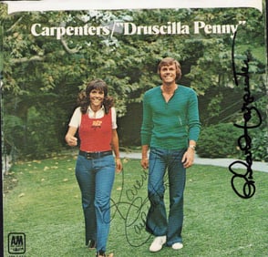 The Carpenters signed rare 45 record sleeve