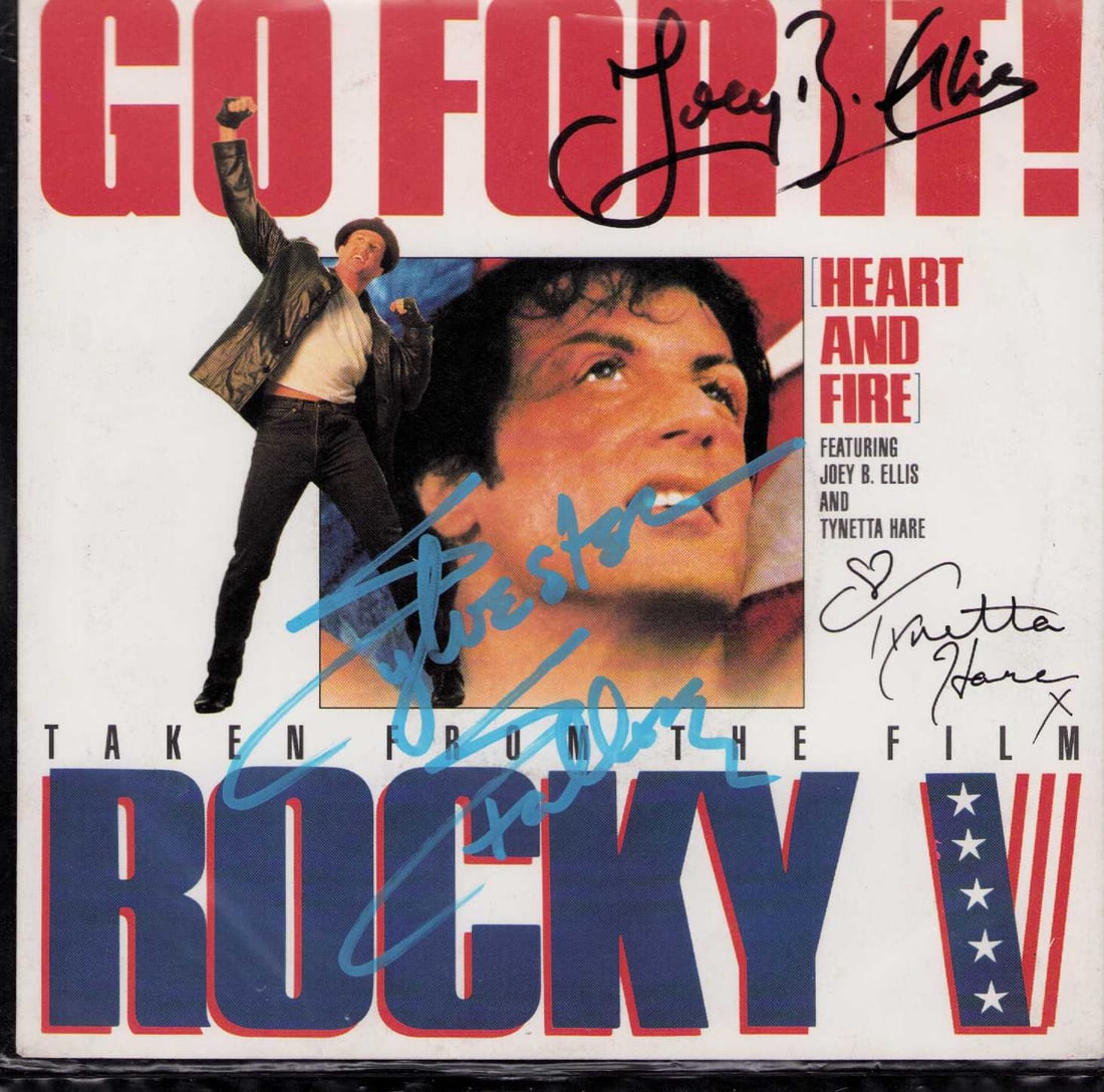 Rocky 5 rare soundtrack 45 record sleeve signed (1 of 1)