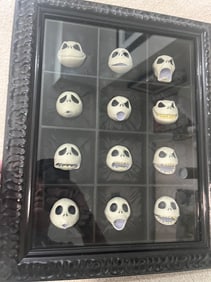 Tim Burton RARE Nightmare Before Christmas framed miniature Jack heads