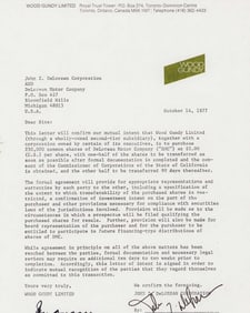 John Delorean document signed