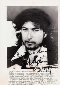 Bob Dylan rare original wire photo signed