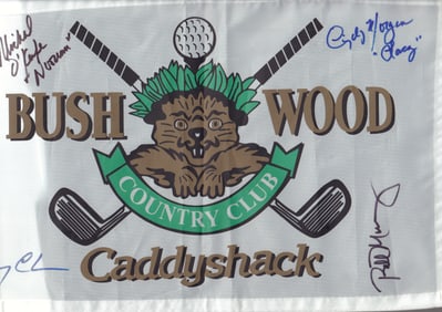 Caddyshack Pin flag cast signed