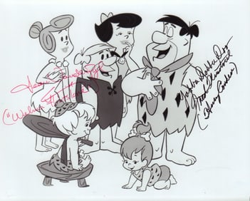 Flintstones rare voice cast signed photo