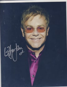 Elton John signed photo