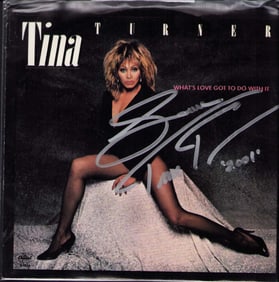 Tina Turner signed record sleeve