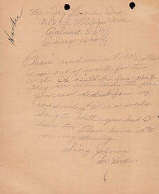 John Lee Hooker rare handwritten letter signed