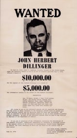 Dillinger rare outdoor Wanted Poster