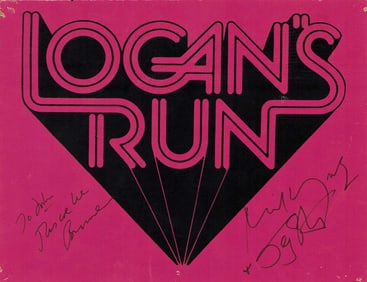 Logans Run rare cast signed trailer card