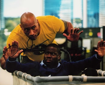 Dwayne Johnson and Kevin Hart signed photograph