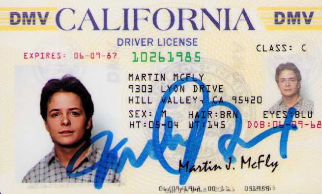 Michael j Fox signed replica prop drivers licence (1 of 1)