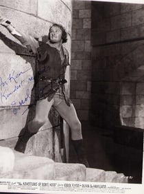 Errol Flyn signed rare Robin Hood photograph