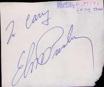 Elvis Presley rare signed page