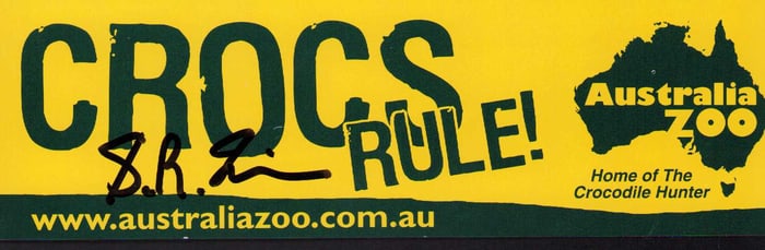 Steve Irwin signed bumper sticket