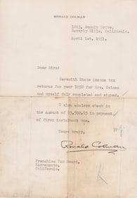 Ronald Coleman letter signed