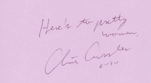 Clive Cussler signed card