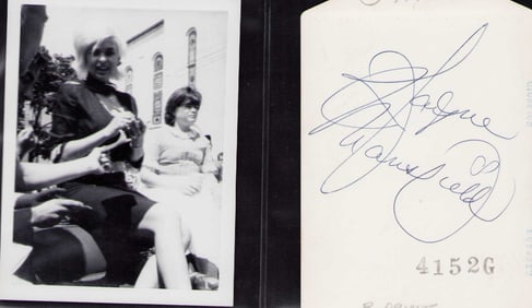 Jayne Mansfield rare signed unpublished snapshot
