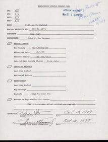 John DeLorean rare signed document