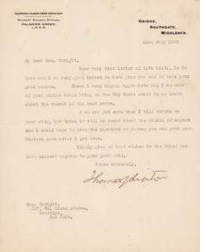 Thomas Lipton signed letter