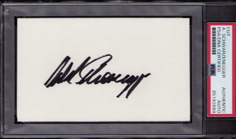 Arnold Schwarzenegger signed card PSA slabbed