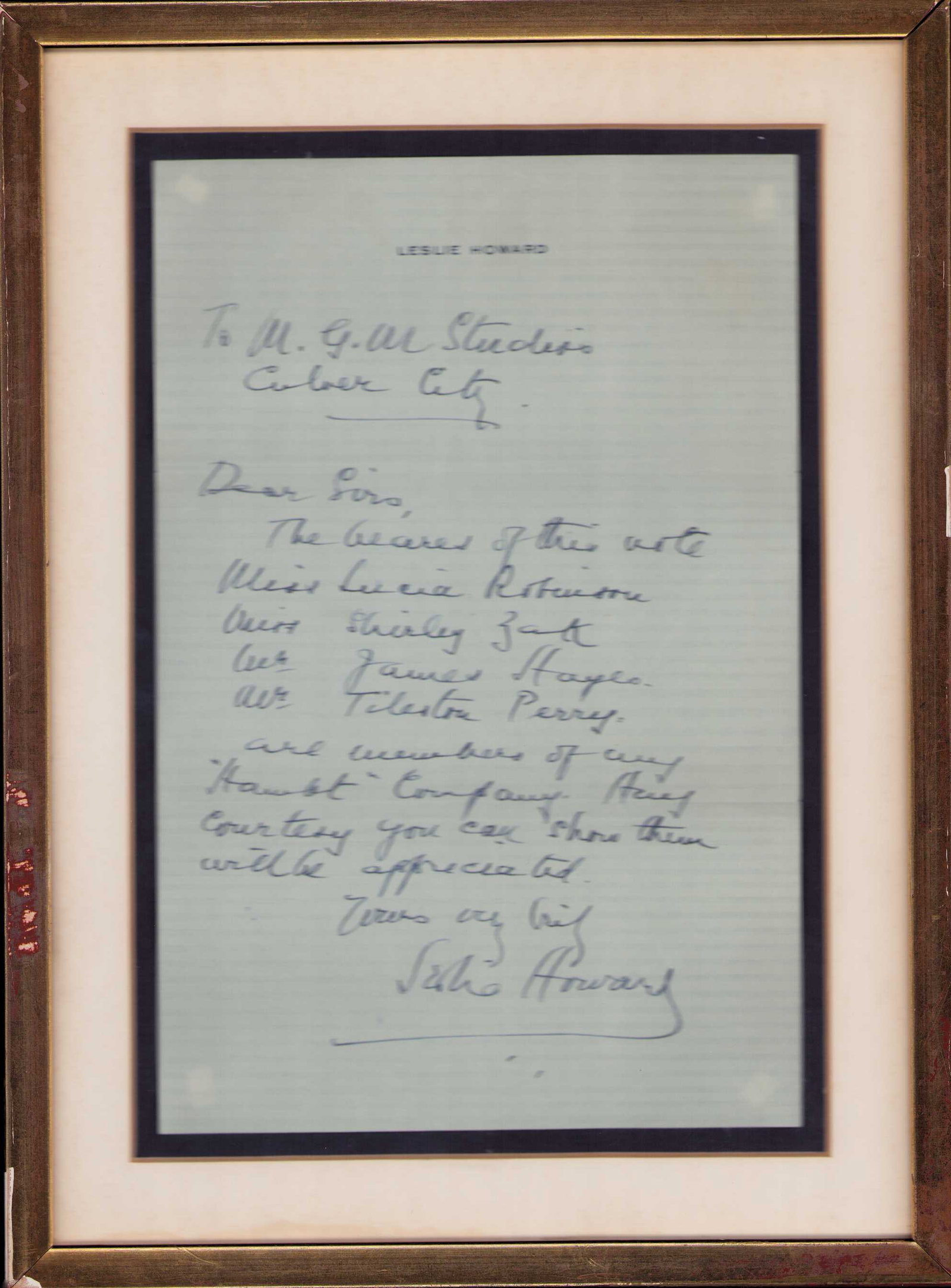 Leslie Howard rare handwritten signed letter (1 of 1)