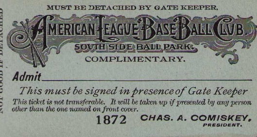 Rare early American League baseball Club ticket