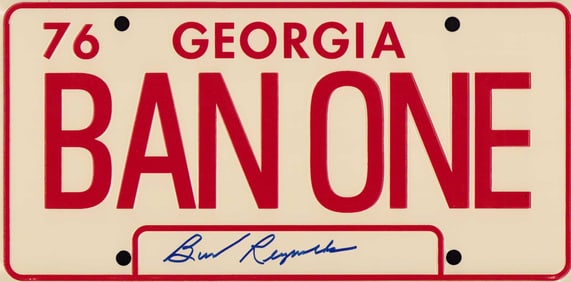 Burt Reynolds signed Smokey license plate