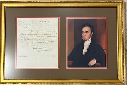 Daniel Webster framed handwritten letter signed