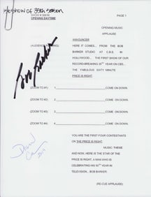 Bob Barker and Drew Carey signed script