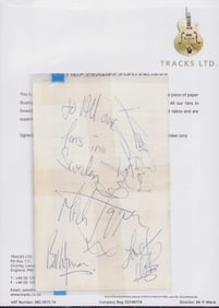 Rolling Stones rare complete set of signatures