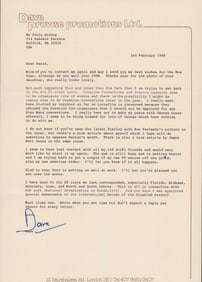 Rare Darth Vader letter signed by Dave Prowse Star Wars