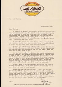 Rare Darth Vader letter signed by Dave Prowse Star Wars