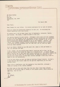 Rare Darth Vader letter signed by Dave Prowse Star Wars