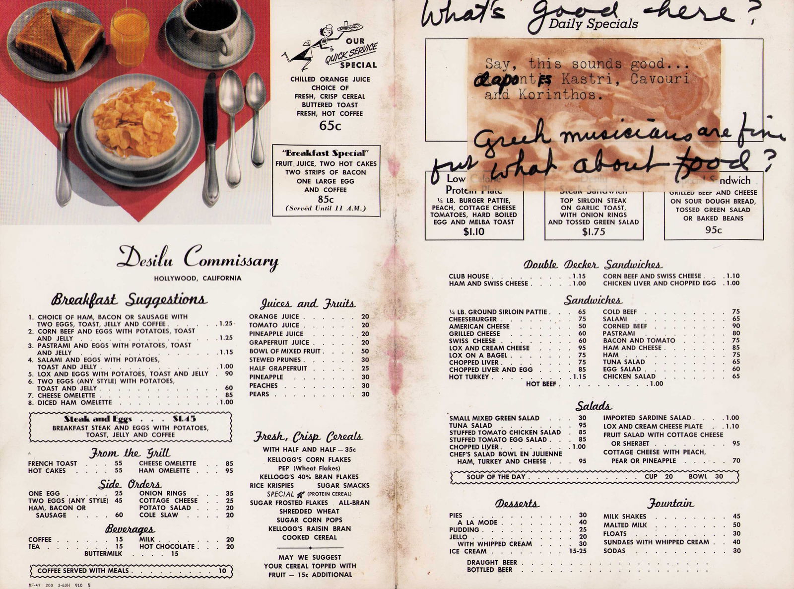 Extremeley RARE Lucy Show prop menu (1 of 1)