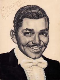 Clark gable fan drawn portrait signed in the 1930s