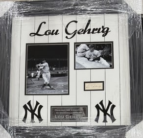 Lou Gehrig ink signature framed