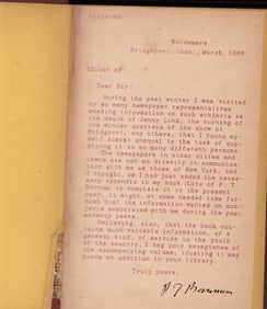 PT Barnum signed first edition book