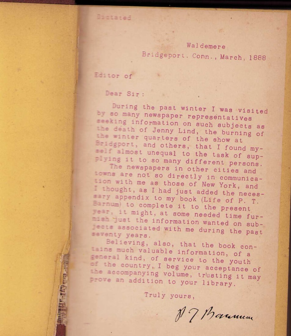 PT Barnum signed first edition book (1 of 2)