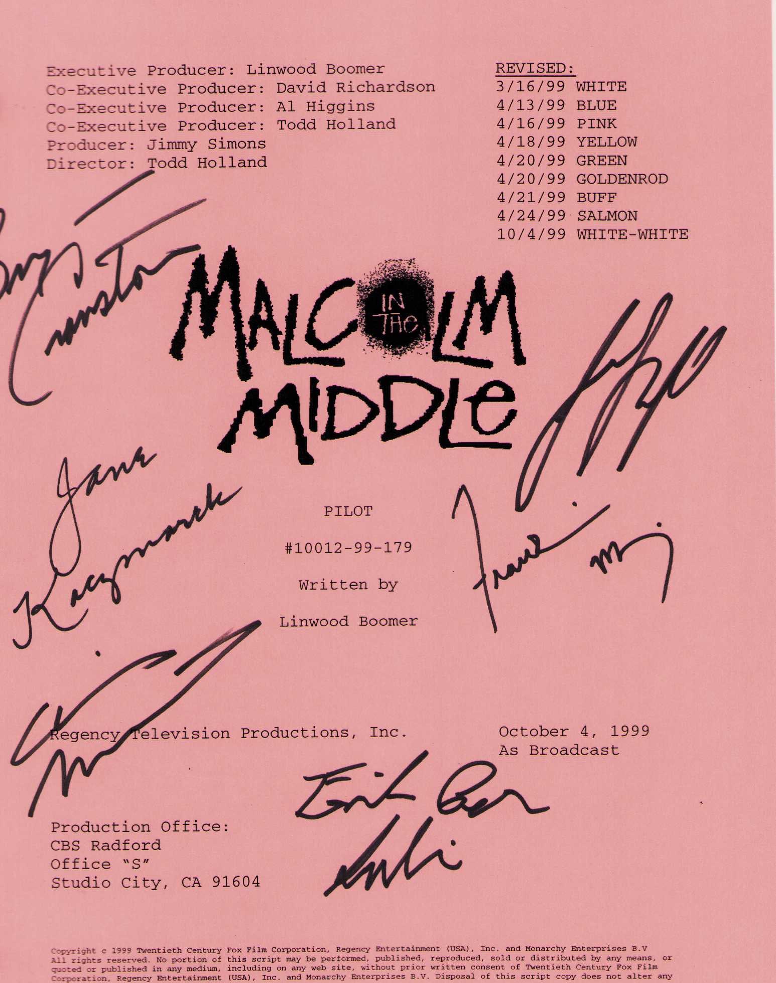 Malcolm in the Middle cast signed set used script (1 of 1)