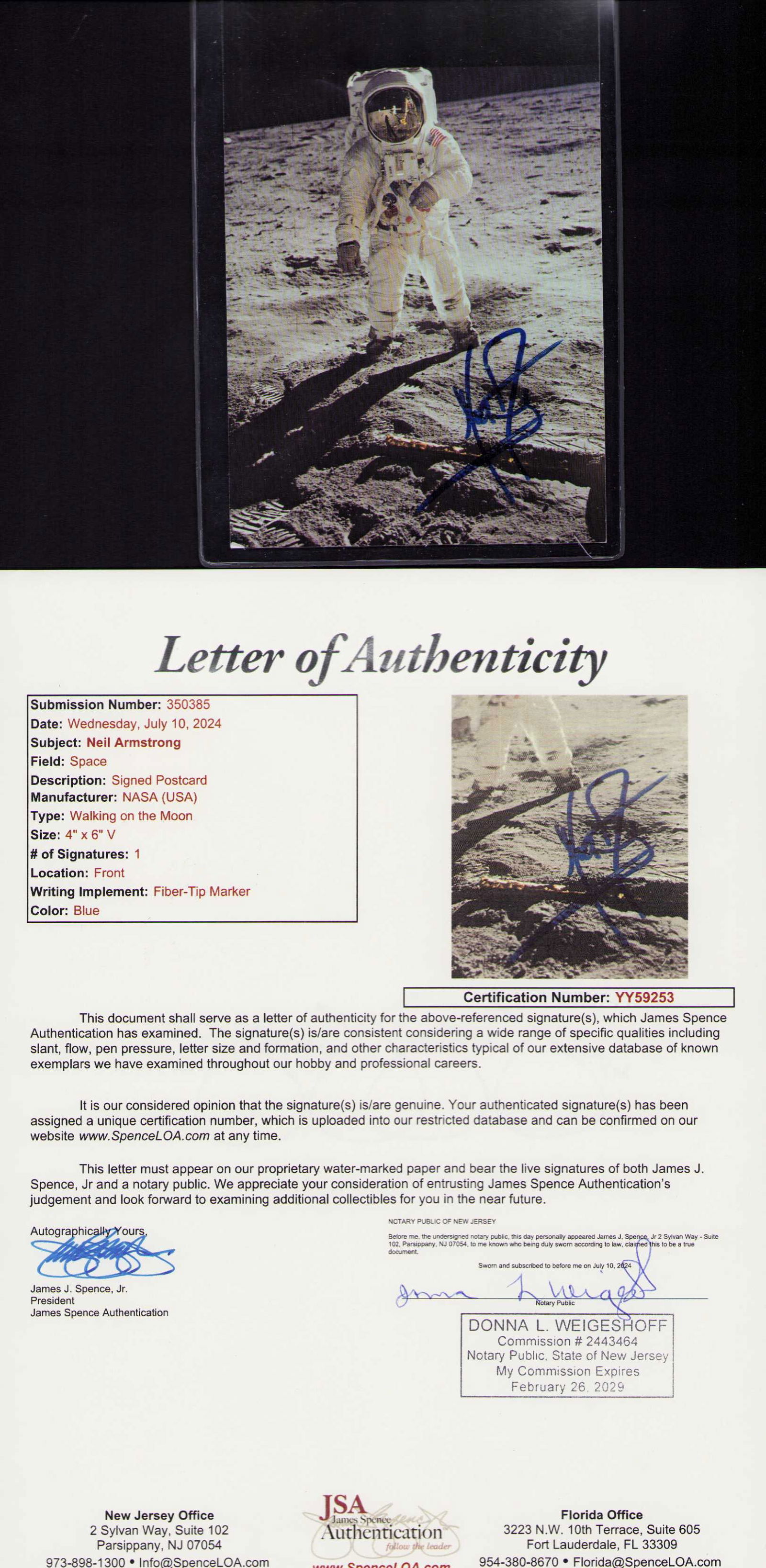 Neil Armstrong signed photograph with JSA full LOA (1 of 1)