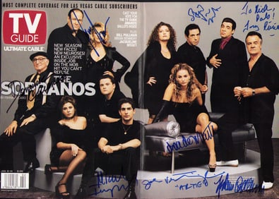 Sopranos rare cast signed TV Guide spread