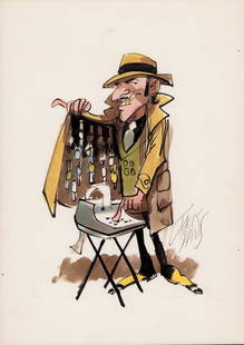 Jack Davis original art RARE: A RARE color original art piece by famed artist Jack Davis the famed artist of MAD magazine on art board likely a MAD piece Certificate of AuthenticityEVERY item in this auction comes with at minimum