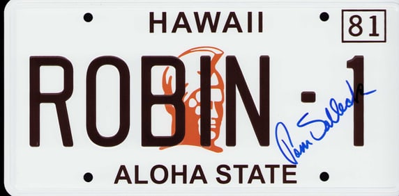 Magnum PI license plate signed by Tom Selleck