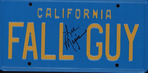 Lee Majors signed Fall Guy replica license tag