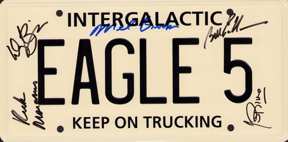 Cast signed Spaceballs license tag